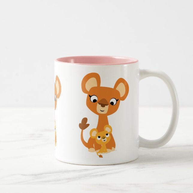 Tasse 2 Couleurs Mignonne Mère Dessin Lioness Avec Cub (Droit)