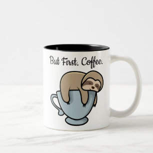 Tasse 2 Couleurs Mignonne Sloth dormant sur la citation de café de 