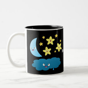 Tasse 2 Couleurs Mignons étoiles chantant, lune et bande dessinée d