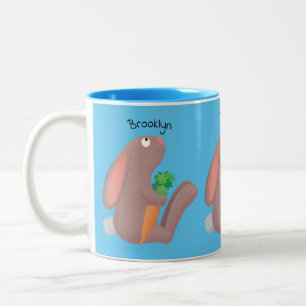 Tasse 2 Couleurs Mignons lapin lapin lapin assis avec dessin de car