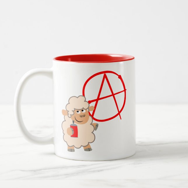 Tasse 2 Couleurs Mignons mouton de caricature rebelle (Gauche)