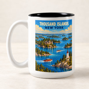 Tasse 2 Couleurs Mille îles New York Art de voyage vintage