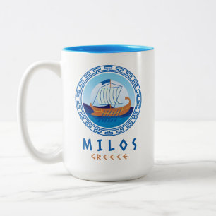 Tasse 2 Couleurs Milos, Grèce Design de navires grecs