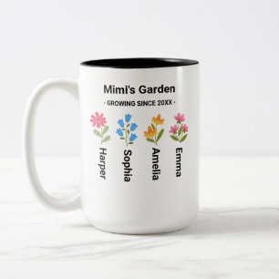 Tasse 2 Couleurs Mimis Boug de jardin avec fleurs du mois de naissa