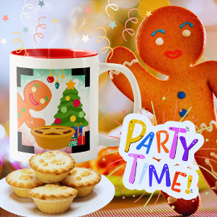 Tasse 2 Couleurs Mince Pie Photobombed by Gingerbread Man