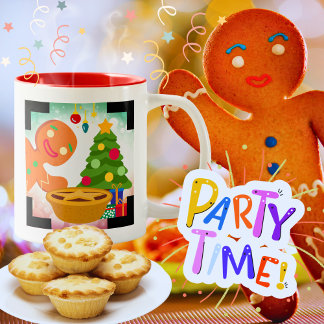 Tasse 2 Couleurs Mince Pie Photobombed by Gingerbread Man