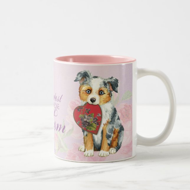 Tasse 2 Couleurs Mini American Shepherd Heart Maman (Droit)
