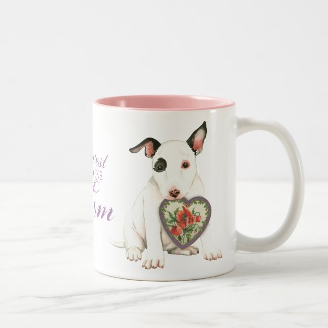 Tasse 2 Couleurs Miniature Bull Terrier Heart Maman (Droit)