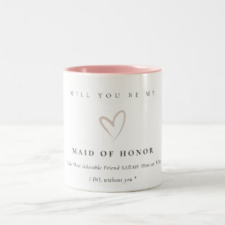 Tasse 2 Couleurs Minimal Simple Blush Heart Maid of Honor Don