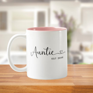 Tasse 2 Couleurs Minimalist Auntie Established Elegant Script 