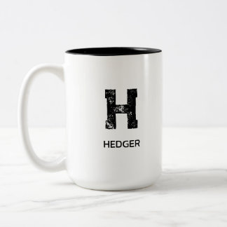 TASSE 2 COULEURS MINIMALIST BLACK ONE LETTER MONOGRAM NAME WHITE