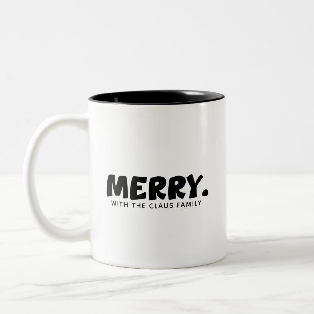 Tasse 2 Couleurs Minimalist Cheer: Personalized "MERRY." Statement (Gauche)