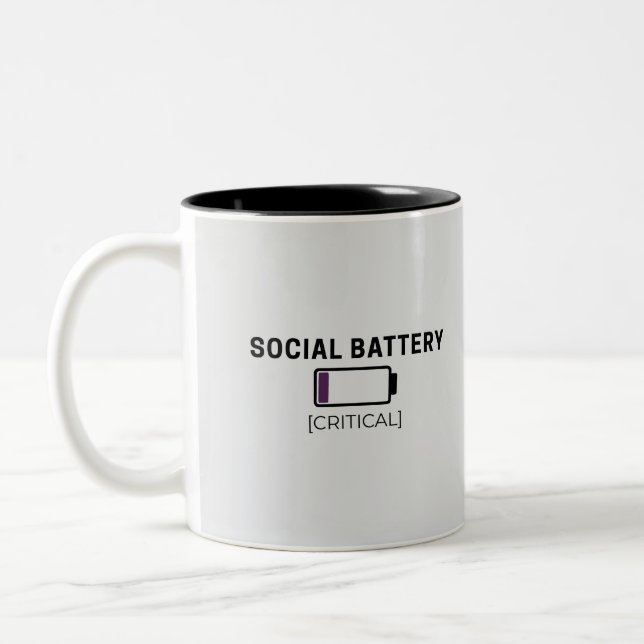 Tasse 2 Couleurs Minimalist Social Battery Low Sticker (Gauche)