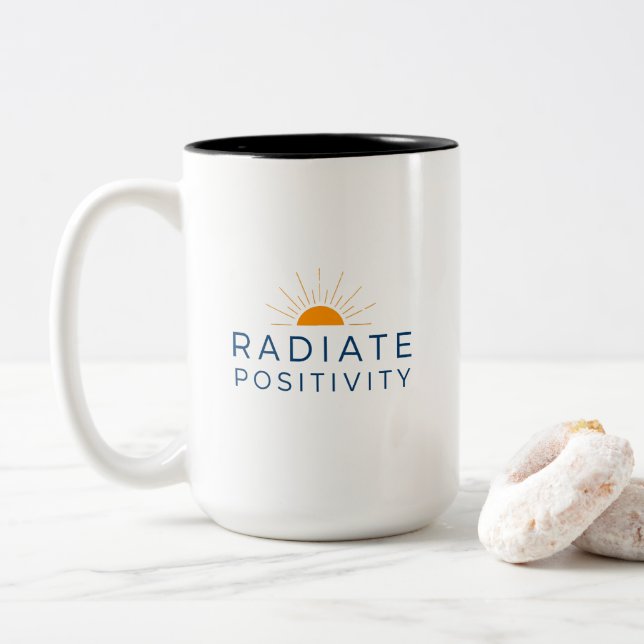 Tasse 2 Couleurs Minimalist Yellow Sun Radiate Positivity Encourage (Avec donut)