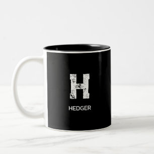 TASSE 2 COULEURS MINIMALISTE BLANC MONOGRAMME À UNE LETTRE NOM NOIR