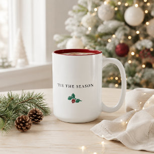 Tasse 2 Couleurs Minimaliste Branche de Pin Noël – C'est la Saison