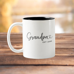 Tasse 2 Couleurs Minimaliste Grand-père a établi un script élégant