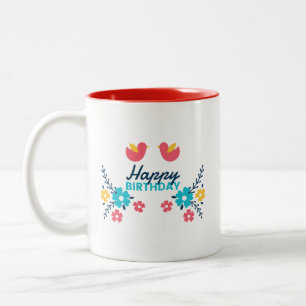 Tasse 2 Couleurs Minimaliste Joyeux Coloré Joyeux Anniversaire Joye