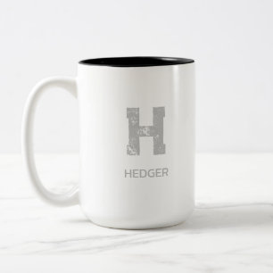 TASSE 2 COULEURS MINIMALISTE MONOGRAMME À UNE LETTRE ARGENTÉ NOM BL