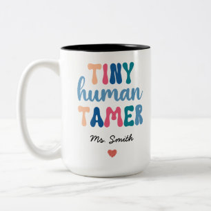 Tasse 2 Couleurs Minuscule Tamer humain   Nom de l'enseignant perso