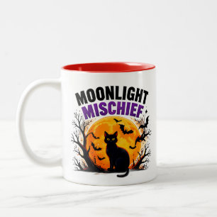 Tasse 2 Couleurs Mischief au Clair de Lune Chat Noir Automne Hallow