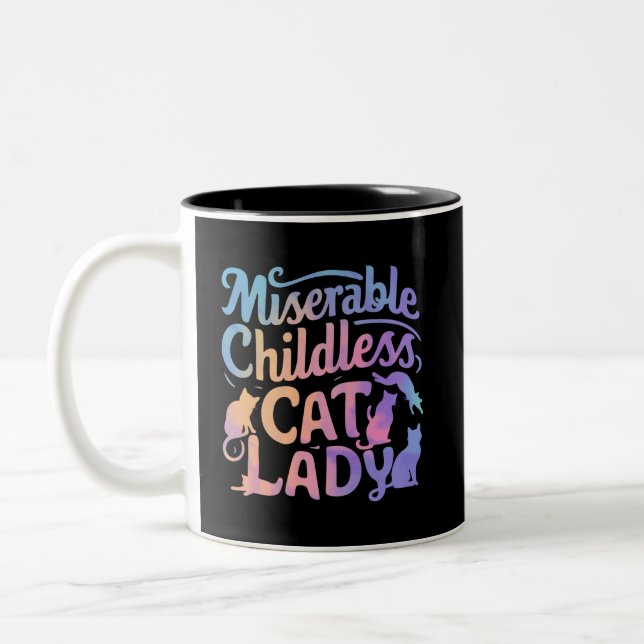 Tasse 2 Couleurs Misérable chatte sans enfant dame (Gauche)