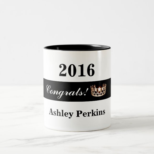 Tasse 2 Couleurs Miss America style américain Pageant Crown Congrat (Centre)