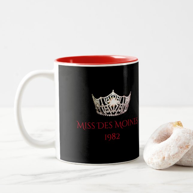 Tasse 2 Couleurs Miss America style Personnalisé Nom Argent Crown M (Avec donut)