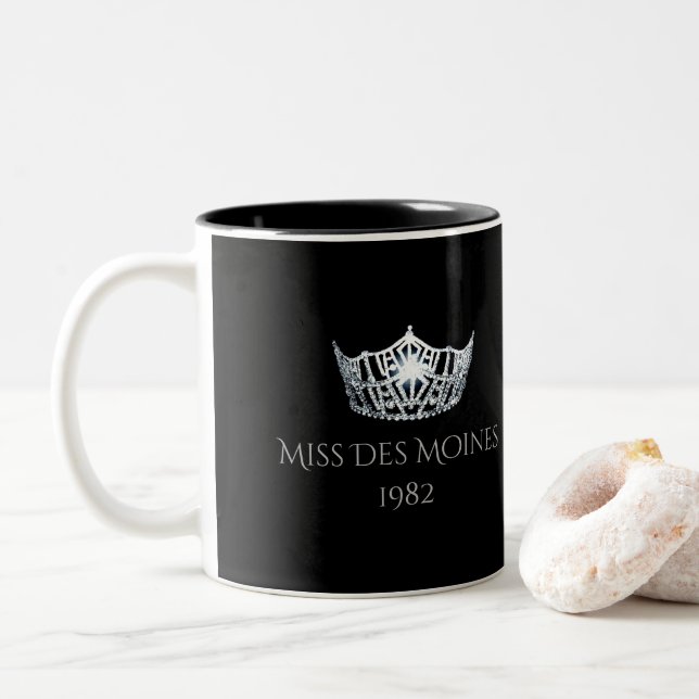 Tasse 2 Couleurs Miss America style Personnalisé Nom Argent Crown M (Avec donut)