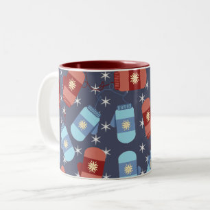 Tasse 2 Couleurs Mittens et Stars Motif bleu