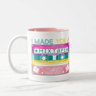 Tasse 2 Couleurs Mix Bande Retro 80s Cassette Vintage Tech Nostalgi
