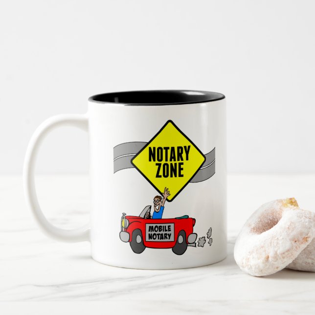 Tasse 2 Couleurs Mobile Noir Zone Route Jaune Signal Voiture Sport  (Avec donut)