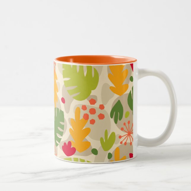 Tasse 2 Couleurs Mod Monstera Feuille Abstraite Hawaii Tropical - C (Droit)