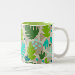 Tasse 2 Couleurs Mod Monstera Feuilles Abstrait Hawaï Tropical-Cool