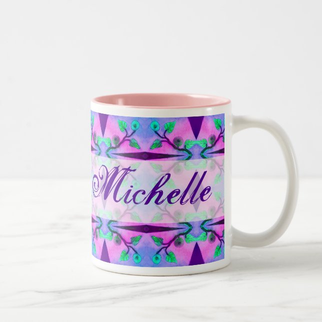 Tasse 2 Couleurs Modèle abstrait floral (Droit)