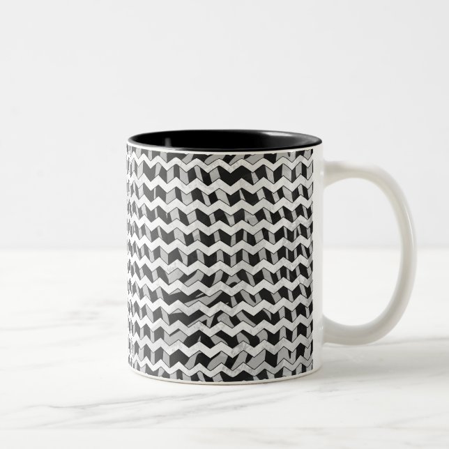 Tasse 2 Couleurs Modèle Chevron noir et gris Zebra (Droit)