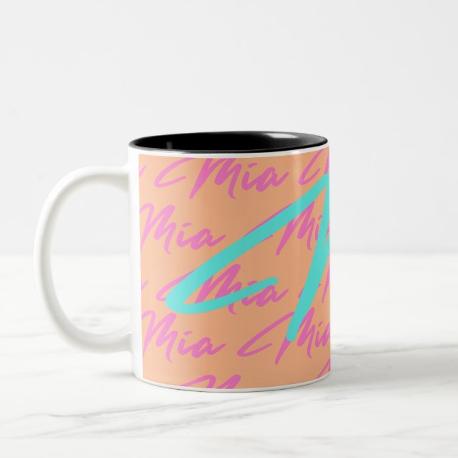 Tasse 2 Couleurs Modèle de nom répétitif Mia  (Gauche)