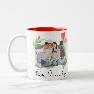 Tasse 2 Couleurs Modèle de photo personnalisé Écriture élégante rou