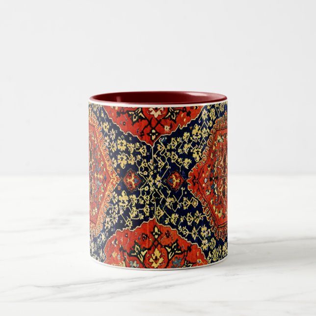 Tasse 2 Couleurs Modèle de tapis oriental en bleu&orange (Centre)