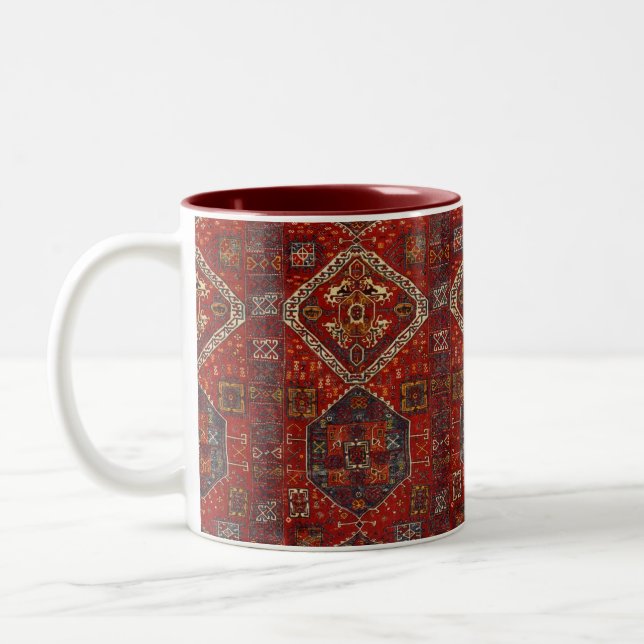 Tasse 2 Couleurs Modèle de tapis oriental en rouge et bleu  (Gauche)