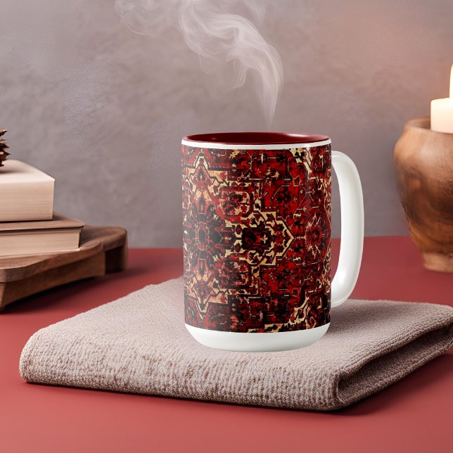 Tasse 2 Couleurs Modèle de tapis oriental en rouge foncé (Créateur téléchargé)