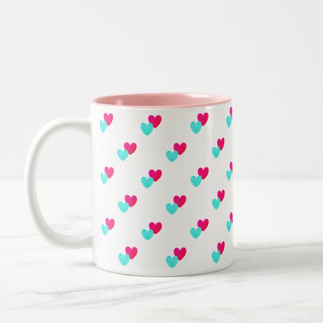 Tasse 2 Couleurs Modèle Deux Cœurs (Gauche)