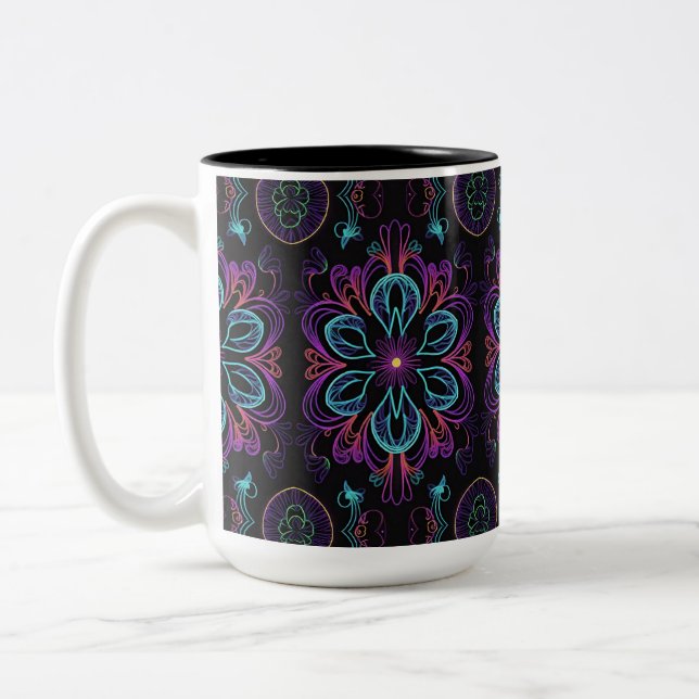 Tasse 2 Couleurs Modèle floral Abstrait dynamique (Gauche)