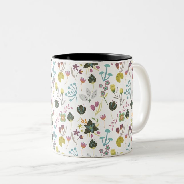 Tasse 2 Couleurs Modèle floral cool (Devant droit)