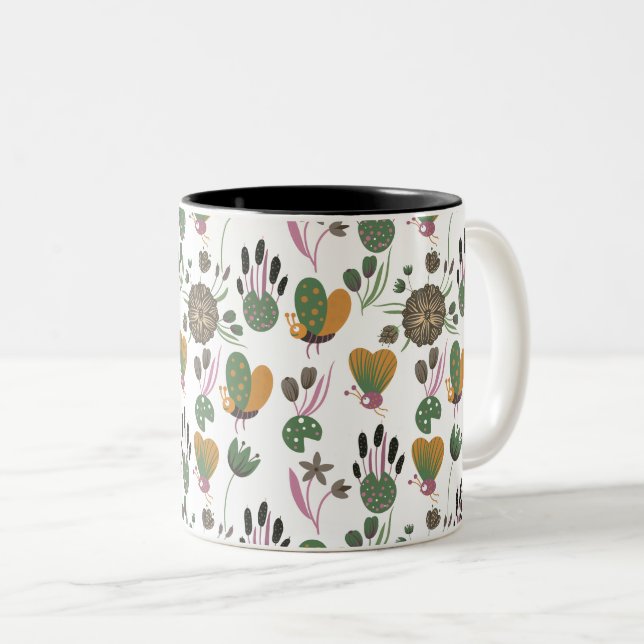 Tasse 2 Couleurs Modèle floral mou (Devant droit)