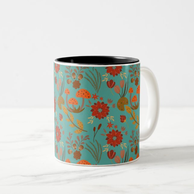 Tasse 2 Couleurs Modèle floral unique (Devant droit)