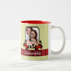 Tasse 2 Couleurs Modèle photo de papillons rouges