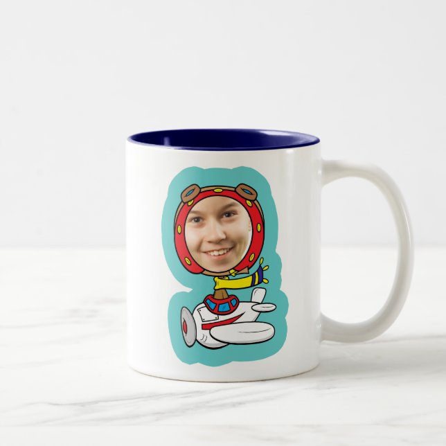 Tasse 2 Couleurs Modèle pilote drôle de visage de photo (Droit)