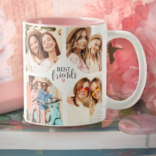 Tasse 2 Couleurs Modern Best Friends Bff Script Photo Collage