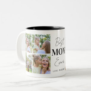 Tasse 2 Couleurs Modern Best Mom Ever 8 Collage photo personnalisé